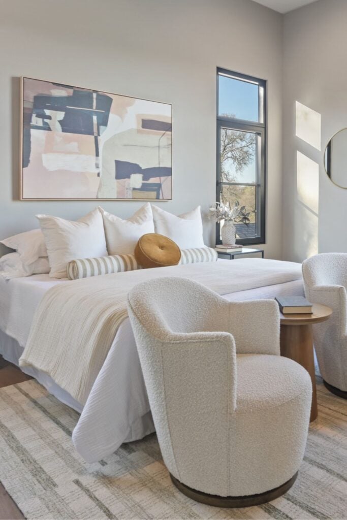swivel chair at foot of bed