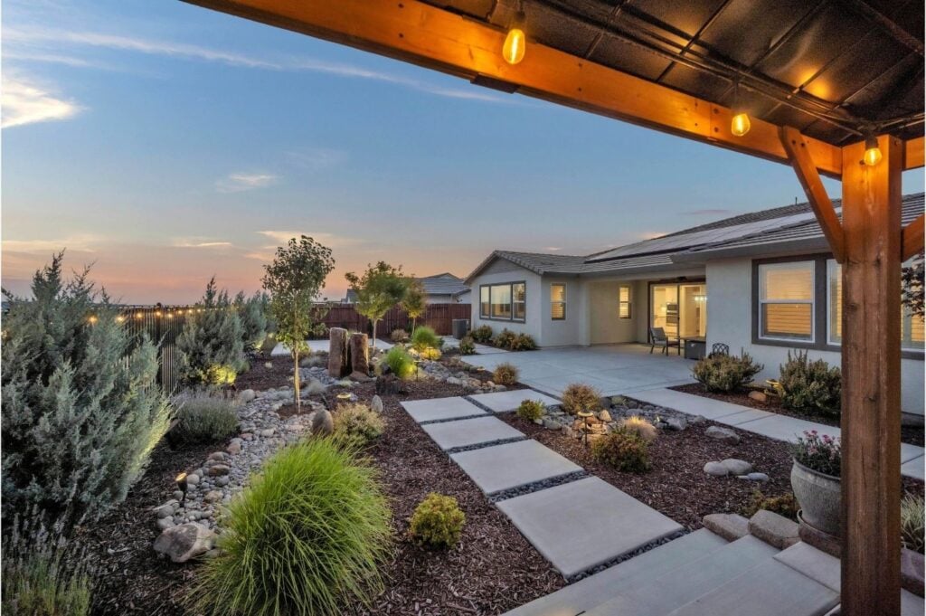back yard at twilight
